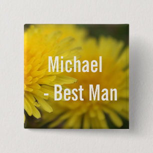 Schöne gelbe Löwenzahn-Blumen Hochzeit Trauzeuge Button