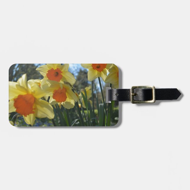 Schöne, gelbe, orangefarbene Blume Gepäckanhänger (Vorderseite horizontal)