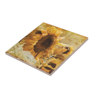 Schöne gelbe riesige Sonnenblume-Foto-Kunst Fliese
