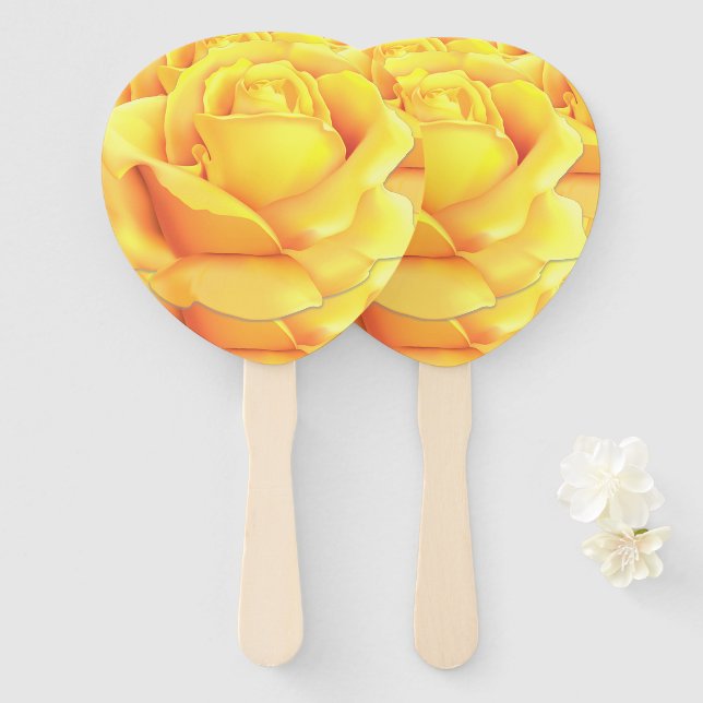 Schöne Gelbe Rose Fächer (Vorne und Hinten)