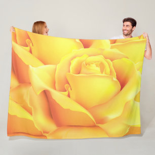 Schöne Gelbe Rose Fleecedecke