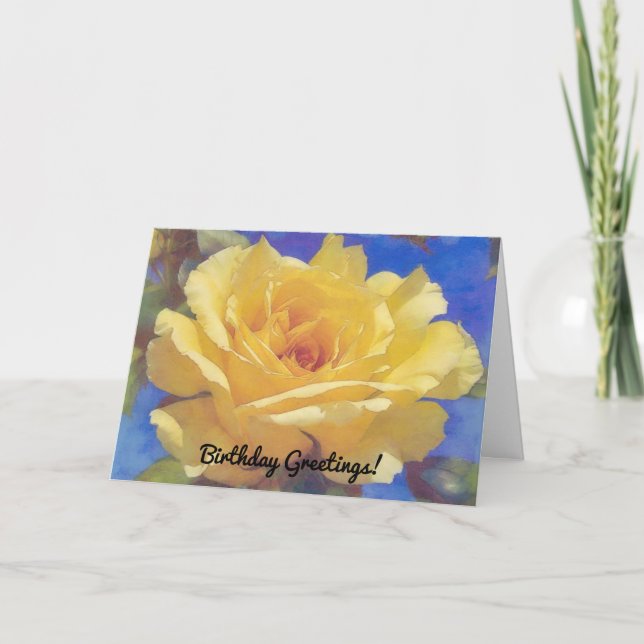 Schöne Gelbe Rose Geburtstagskarte Karte (Vorderseite)