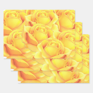 Schöne Gelbe Rose Geschenkpapier Set