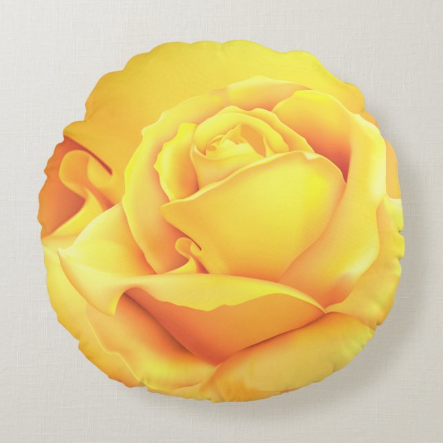 Schöne Gelbe Rose Rundes Kissen (Vorderseite)
