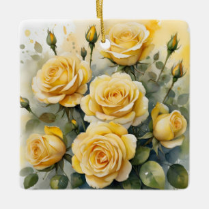 Schöne Gelbe Rosen Keramikornament