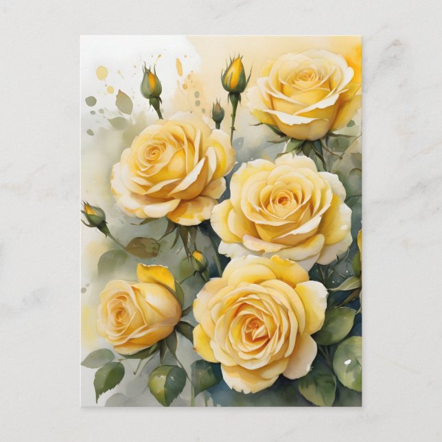 Schöne Gelbe Rosen Postkarte (Vorderseite)