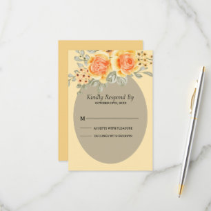 Schöne Gelbe Rosen RSVP Karte