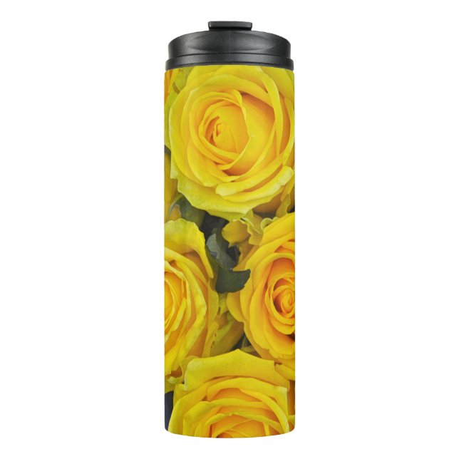 Schöne gelbe Rosen Thermosbecher (Vorderseite)