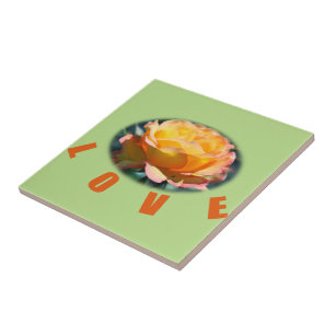 schöne gelbe Rosenblumen-Foto-Kunst-Liebesgeschenk Fliese