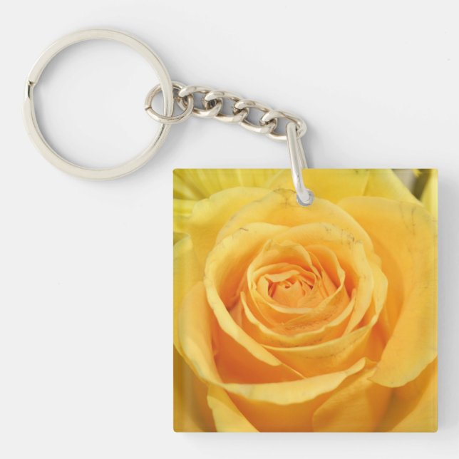 Schöne gelbe Rosenfotografie Schlüsselanhänger (Vorderseite)