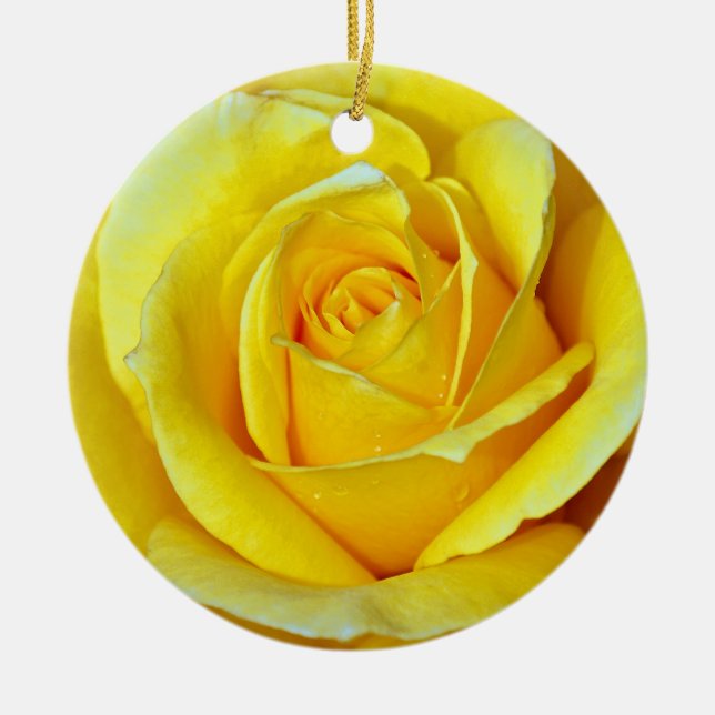 Schöne gelbe Rosenweihnachtsverzierung Keramik Ornament (Vorne)