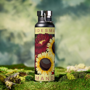 Schöne gelbe Sonnenblume Brautjungfer Name Hochzei Trinkflasche