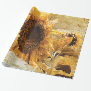Schöne gelbe Textur Riesensonnenblume Foto Kunst Geschenkpapier
