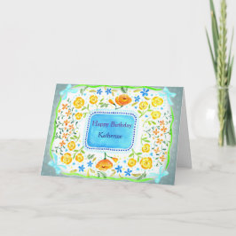 Schöne gelbe und orangefarbene Blumen mit individu Karte