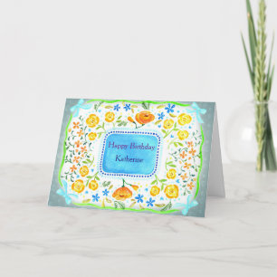 Schöne gelbe und orangefarbene Blumen mit individu Karte