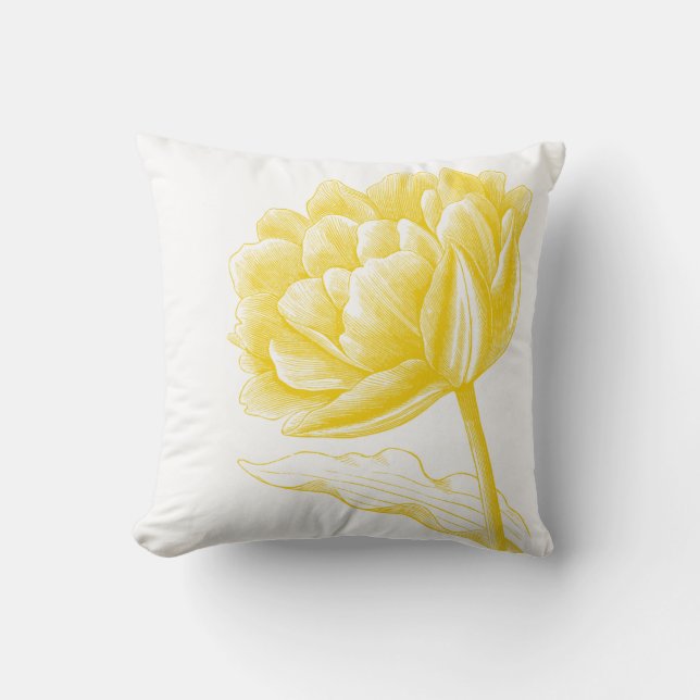 Schöne gelbe Vintage BlumenIllustration Kissen (Vorderseite)