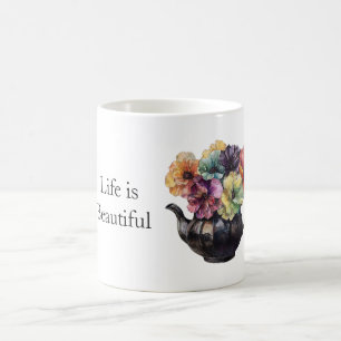 Schöne gelbe violette grüne Blumen Kaffeetasse