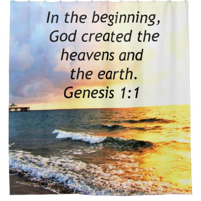 SCHÖNE GENESSE 1:1 BIBLE QUOTE SUNRISE FOTO DUSCHVORHANG (Vorderseite)