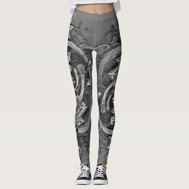 Schöne geometrische, gemusterte Leggings (Vorderseite)