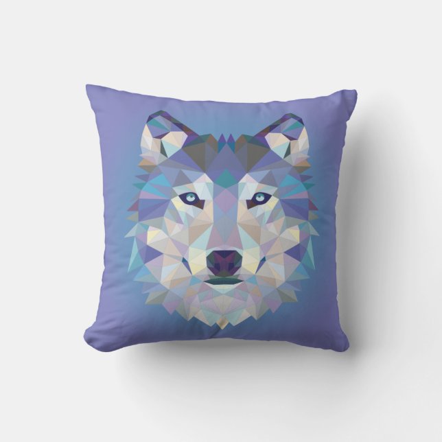 Schöne geometrische Wolfauflage Kissen (Vorderseite)