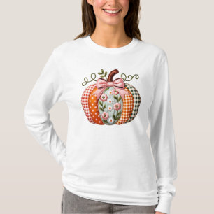 Schöne gepolsterte Patchwork-Kürbis mit Muster T-Shirt