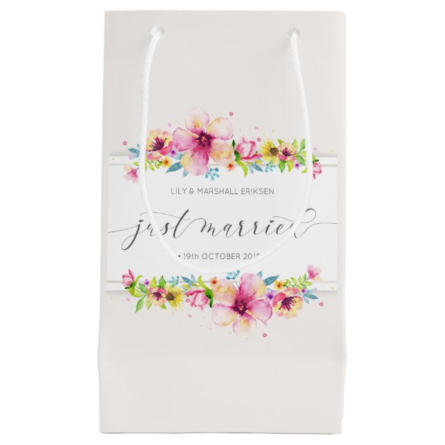 Schöne gerade verheiratete Geschenk-Tasche der Kleine Geschenktüte (Vorderseite)