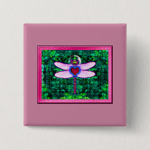 Schöne gerahmte „Crackel gerahmte Libelle“ Kunstwe Button
