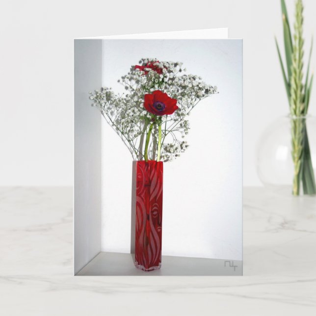 Schöne geschnitzte rote Vase Karte (Vorderseite)