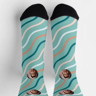 Schöne geschwungene Linien Herringbone Green Socken