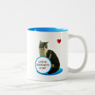 Schöne getigerte Katze & Herz Zweifarben-Kaffeetas Zweifarbige Tasse