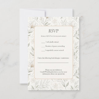 Schöne gezeichnete Blumen in neutralen Farben RSVP Karte