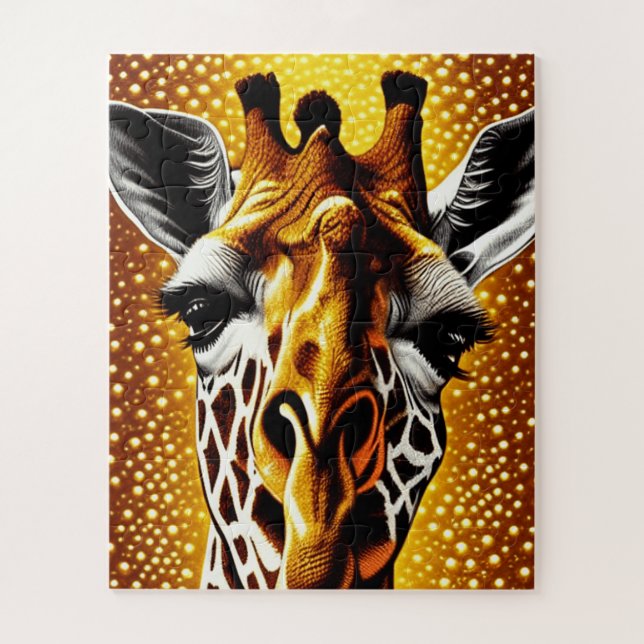 Schöne Giraffe auf einem Glitzer Gold Hintergrund (Vertikal)