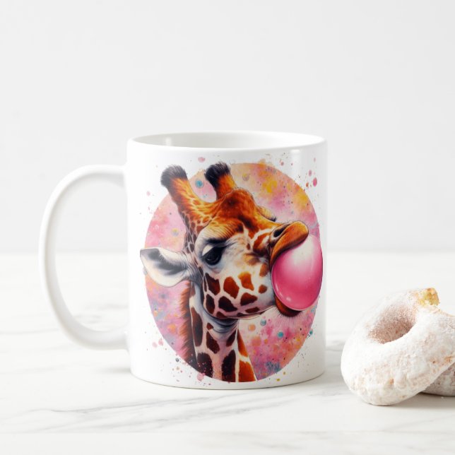 schöne Giraffe blühend Bubblegum Kaffeetasse (Mit Donut)