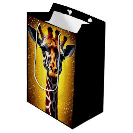 Schöne Giraffe mit einem Gold-Glitzer Mittlere Geschenktüte