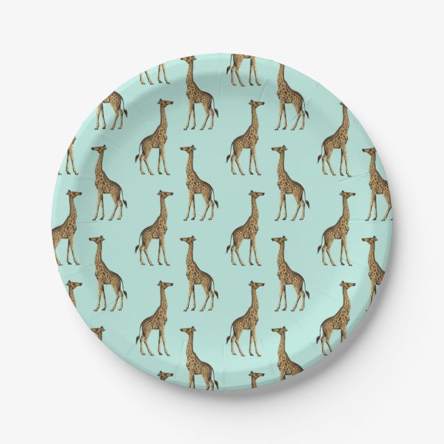 Schöne Giraffe Printminze und Gold  Pappteller (Vorderseite)