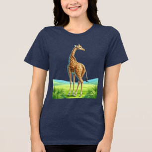 schöne Giraffe Tri-Blend Shirt