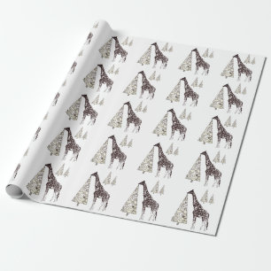 Schöne Giraffen und dekorative Bäume Geschenkpapier