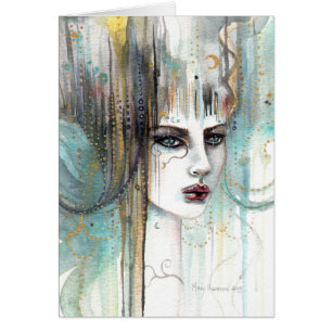 Schöne Girl Abstrakte Fantasie Watercolor
