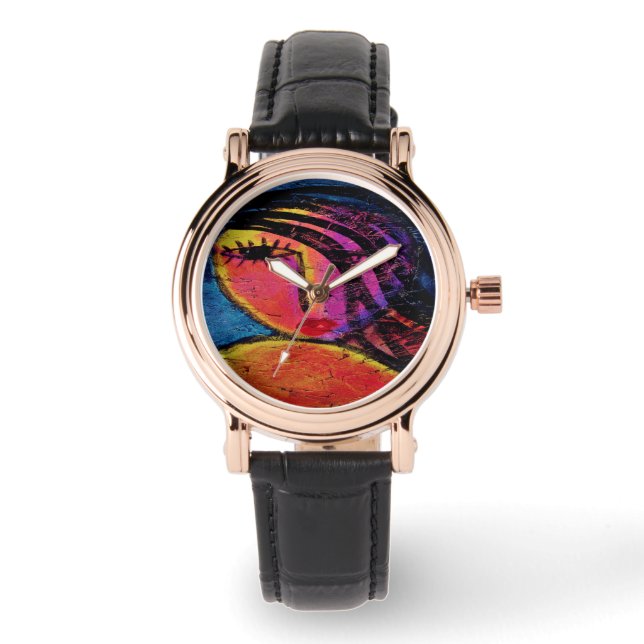 Schöne Girl Abstrakte Kunst Armbanduhr (Vorderseite)