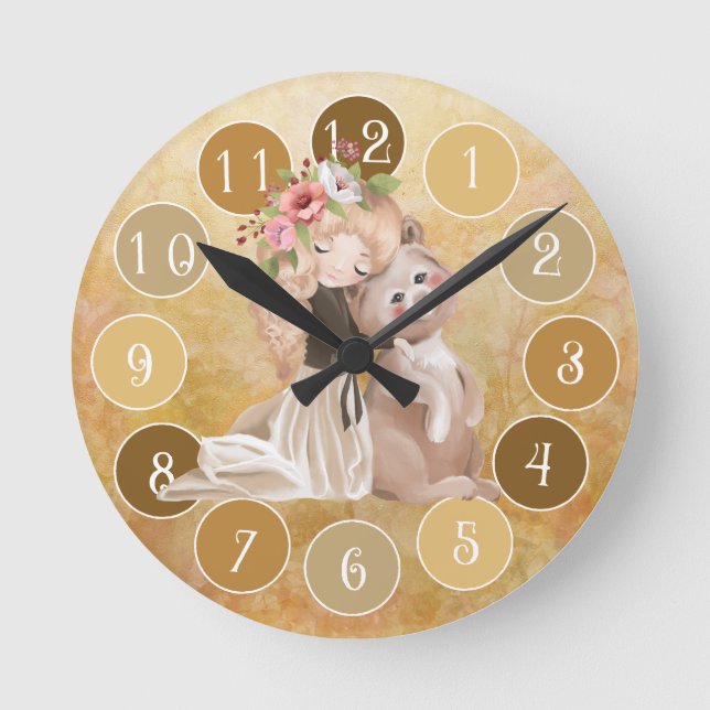 Schöne Girl and Bar Schöne Illustration Runde Wanduhr (Vorderseite)