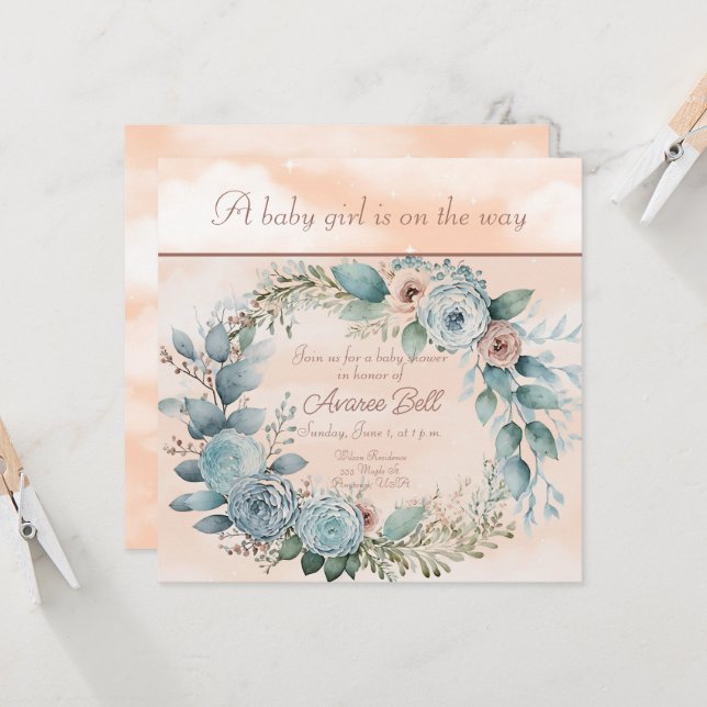 Schöne Girl Baby Dusche (Vorderseite/Rückseite Beispiel)