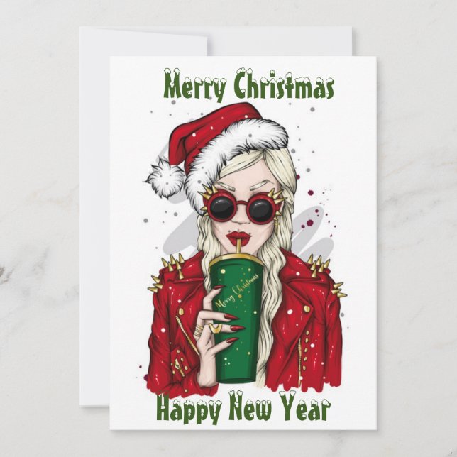 Schöne Girl Flat Holiday Card Feiertagskarte (Vorderseite)