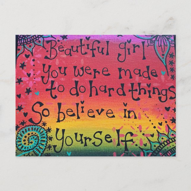 Schöne Girl Inspiration Postcard Postkarte (Vorderseite)