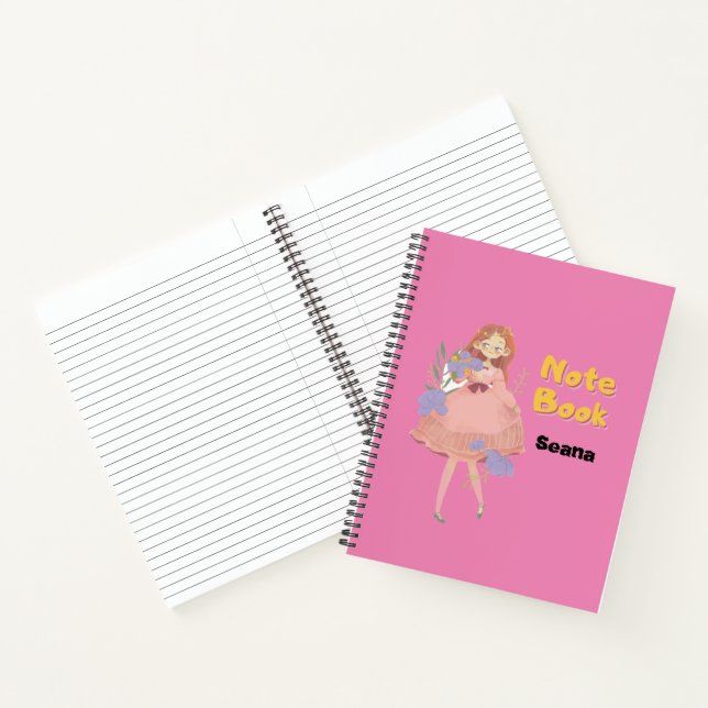 Schöne Girl mit Blume SpiralNotebook Notizbuch (Innenseite)