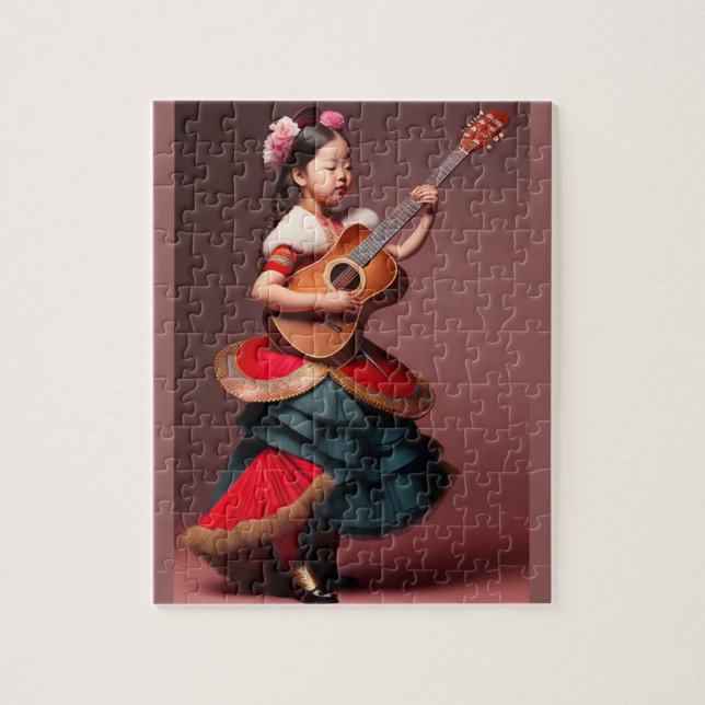 Schöne Girl Playing Guitar (Vertikal)
