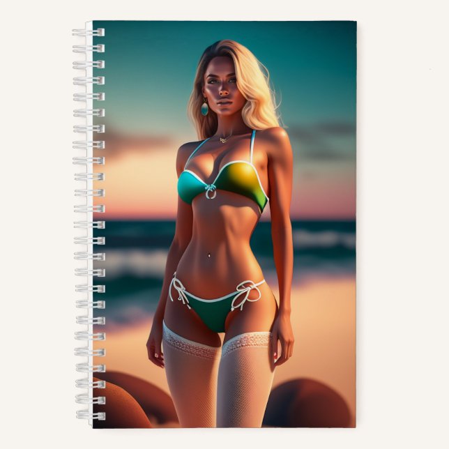 Schöne Girl-Pose in Bikini-Notebook Notizbuch (Vorderseite)