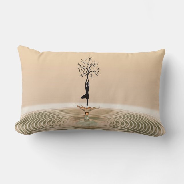 Schöne Girl Tree Silhouette, Zen Lendenkissen (Vorderseite)