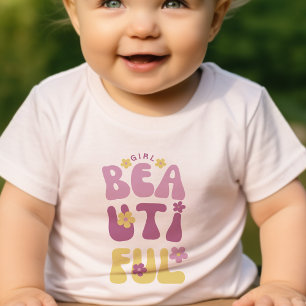 Schöne Girl Typografy Niedliche Blume Kleinkind T-shirt