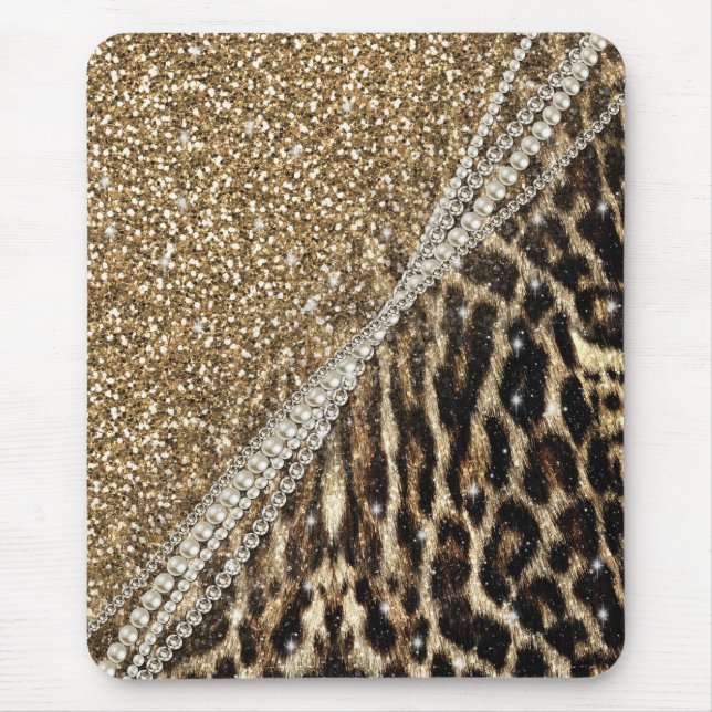 Schöne Girly Leopard Tierwelt Imitate Print Mousepad (Vorne)