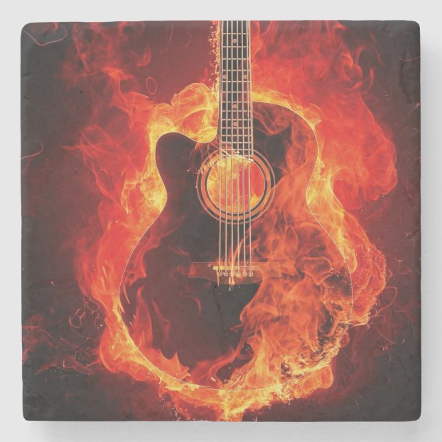 Schöne Gitarrenbild Steinuntersetzer (Vorderseite)